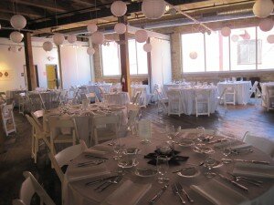 Tables set up for wedding at RedLine